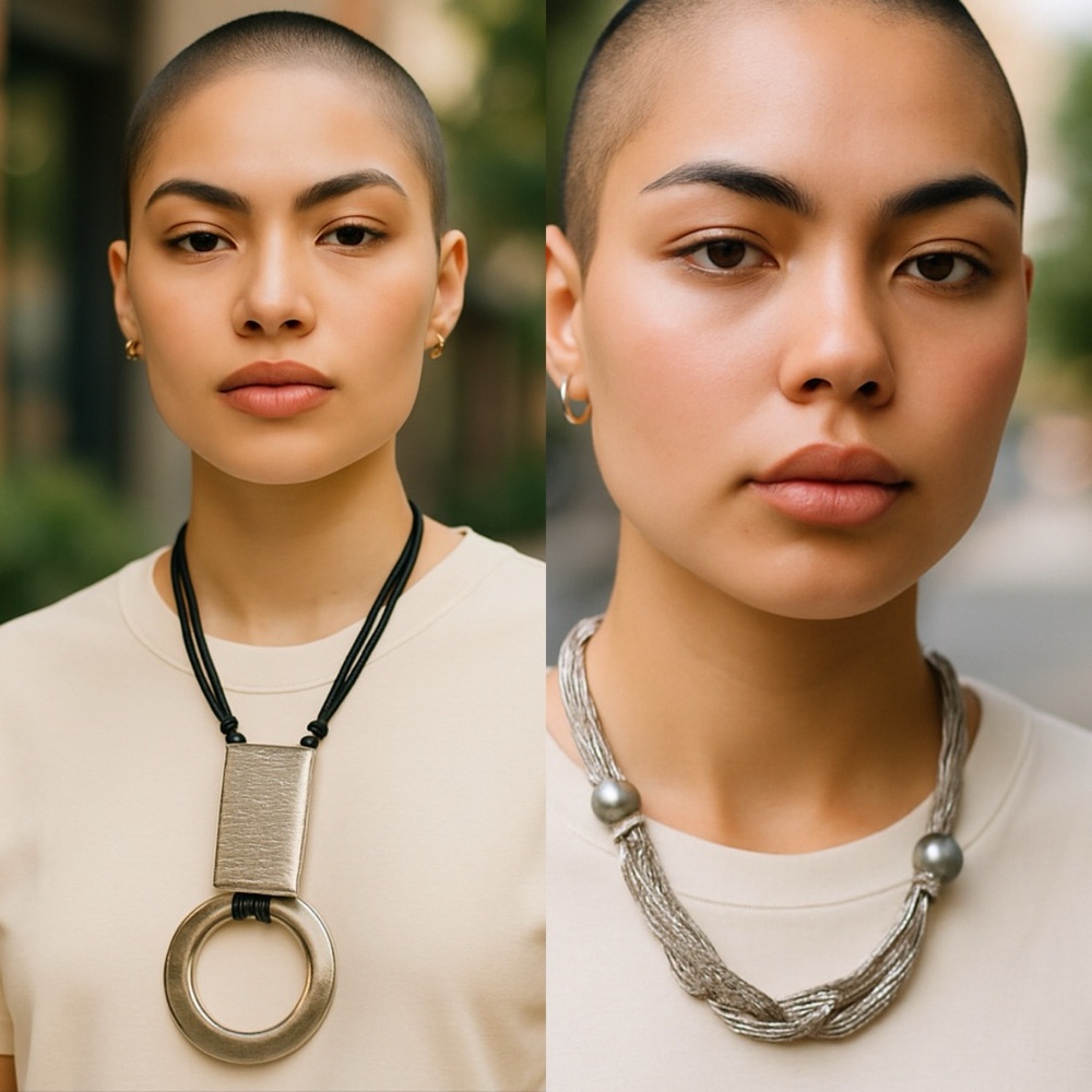 Silver Statement Necklace Bundle | Multi-Strand B… - image 1